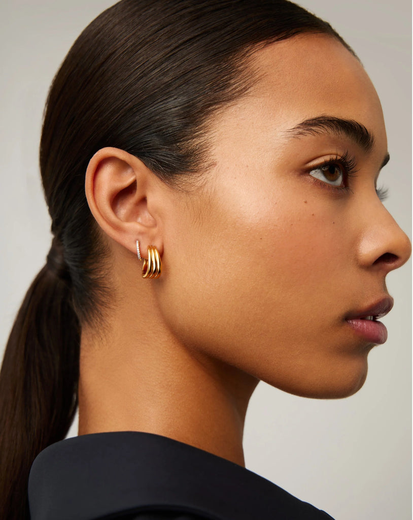 Savi Triple Ridge Hoop Earrings