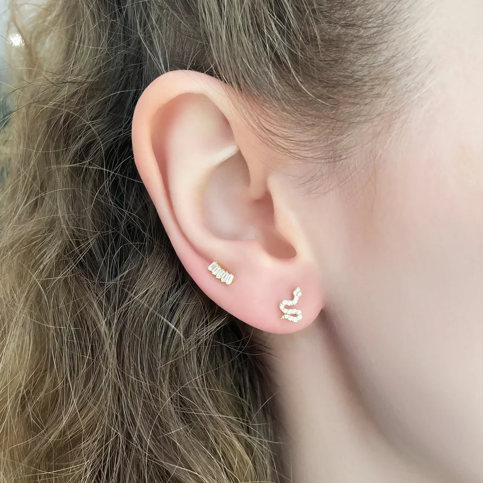 Diamonds Pavé Snake Stud Earrings- Pair