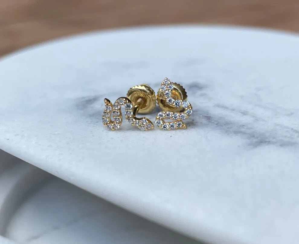 Diamonds Pavé Snake Stud Earrings- Pair
