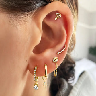 Diamonds Pavé Snake Stud Earrings- Pair