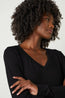 Velvet Originals Blaire V Neck Long Sleeve Tee Black