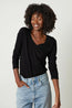 Velvet Originals Blaire V Neck Long Sleeve Tee Black