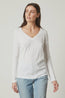 Velvet Originals Blaire V Neck Long Sleeve Tee White