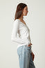 Velvet Originals Blaire V Neck Long Sleeve Tee White