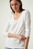 Velvet Originals Blaire V Neck Long Sleeve Tee White