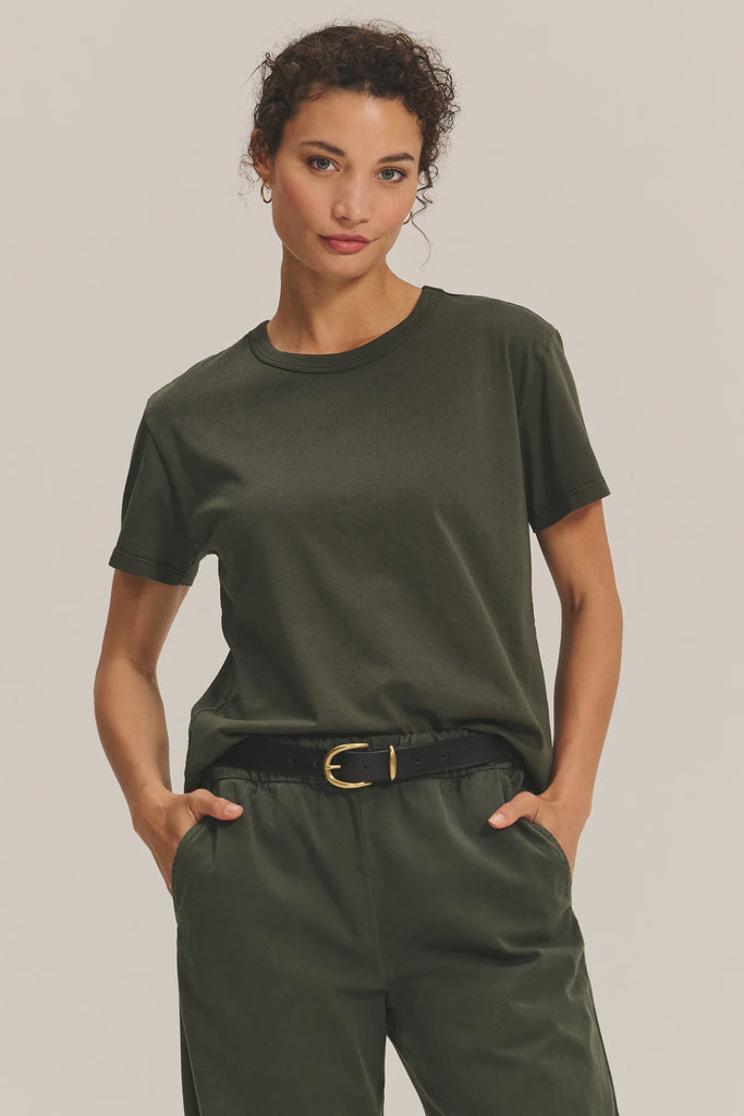Leigh Vintage Cotton O Neck Tee Olive