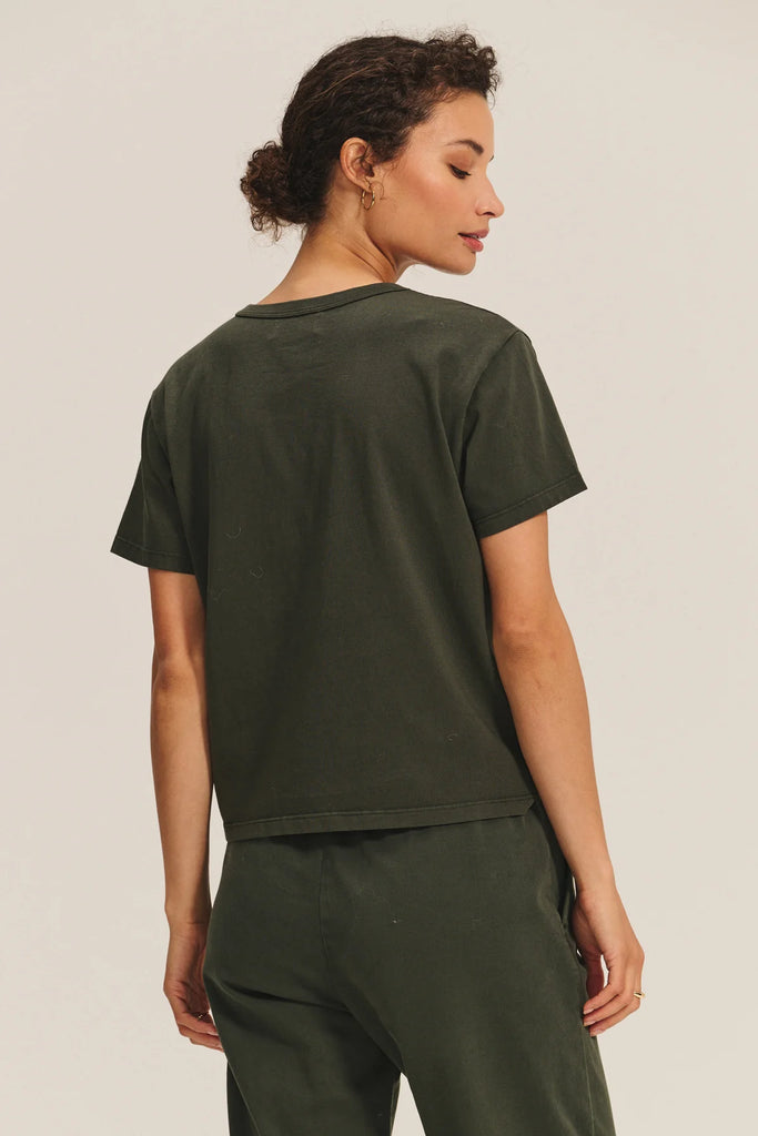 Leigh Vintage Cotton O Neck Tee Olive