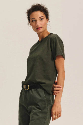 Leigh Vintage Cotton O Neck Tee Olive