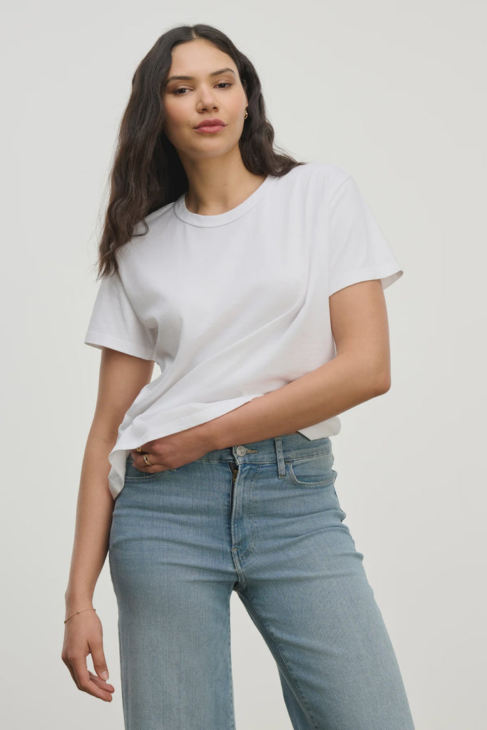 Leigh Vintage Cotton O Neck Tee White