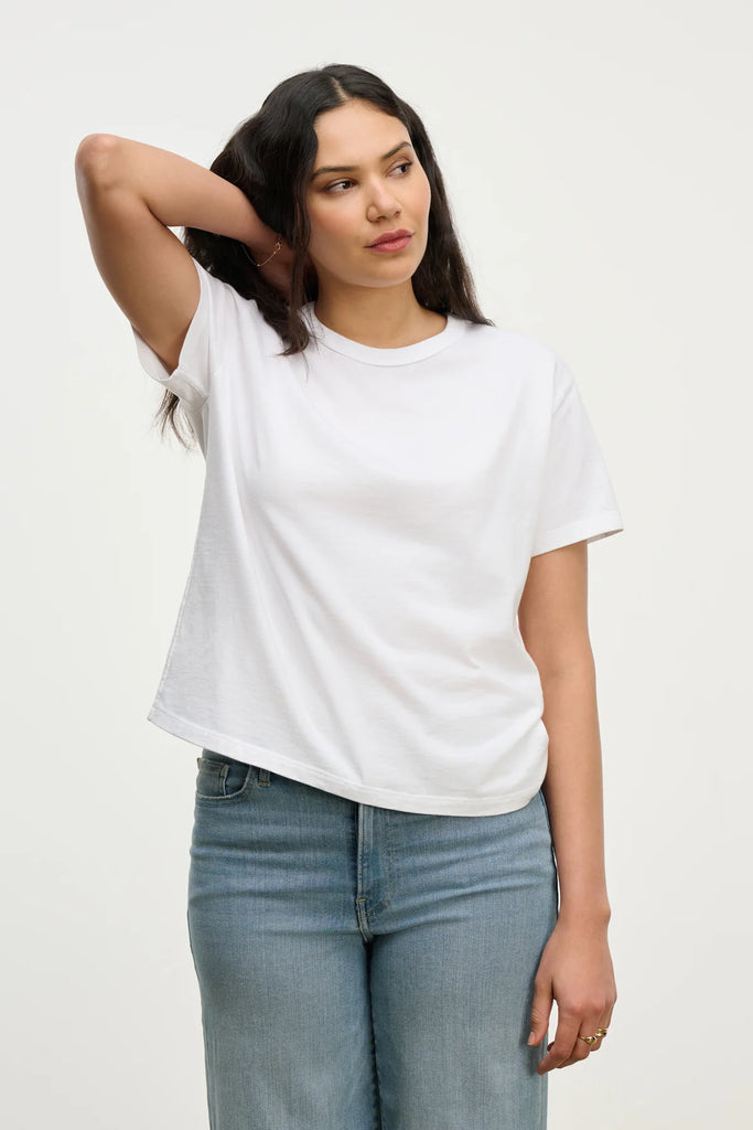 Leigh Vintage Cotton O Neck Tee White