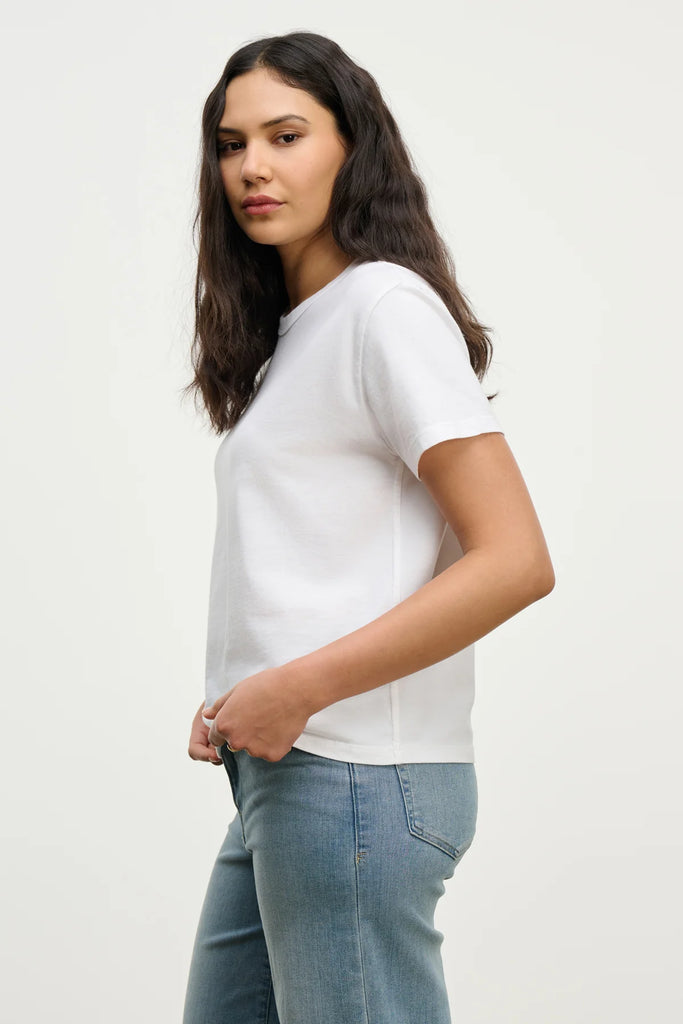 Leigh Vintage Cotton O Neck Tee White