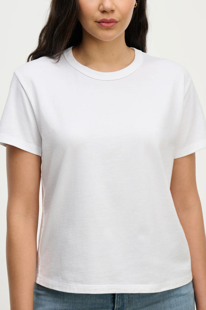 Leigh Vintage Cotton O Neck Tee White