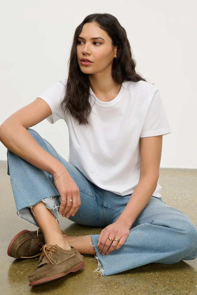 Leigh Vintage Cotton O Neck Tee White