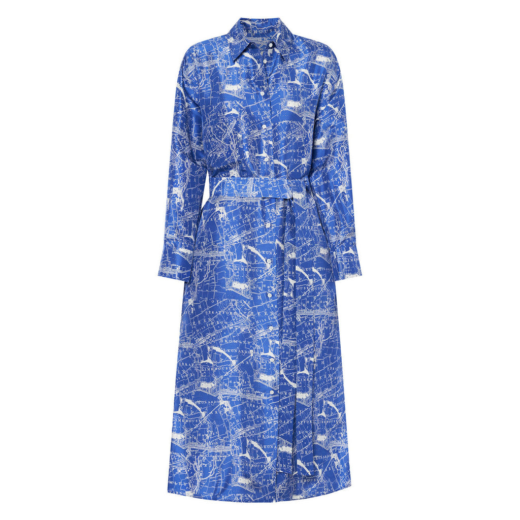 Map Print Shirt Dress