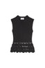Fine Cotton Rib Crochet Vest Black
