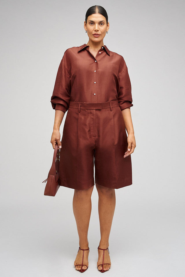 Long Sleeve Silk Shirt Barn Red