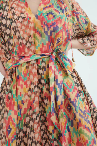 Yindi Silk Mini Dress Apricot