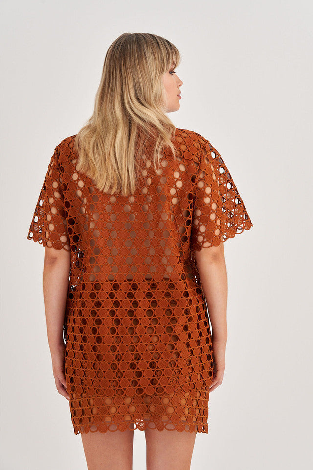 Short Sleeve Lace Over Shirt