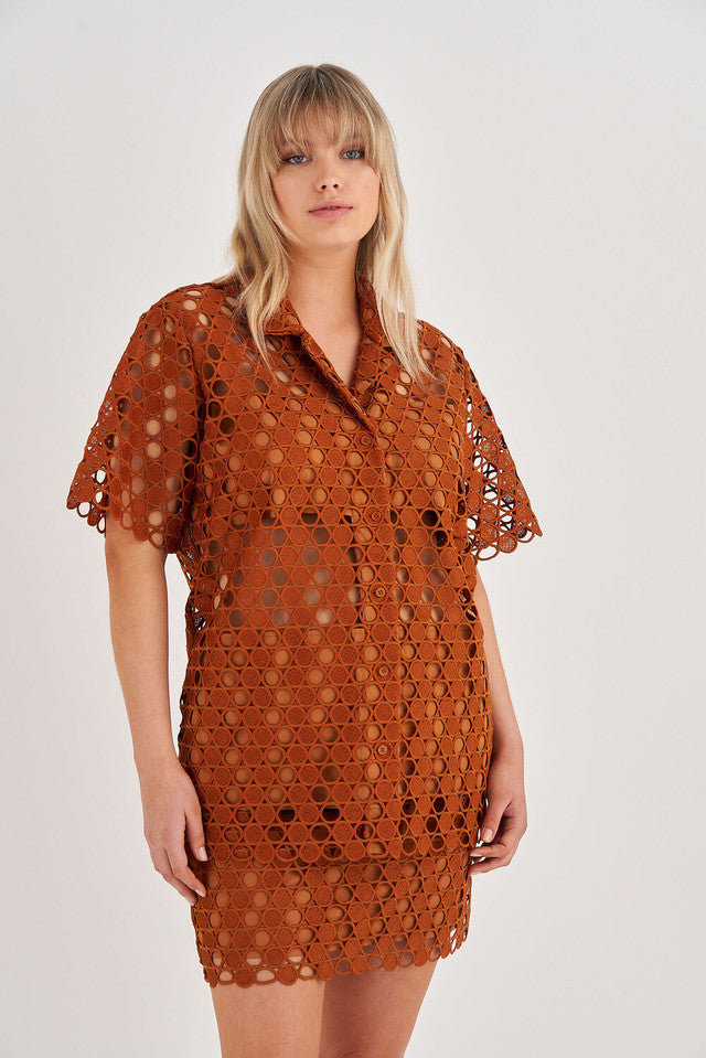 Short Sleeve Lace Over Shirt
