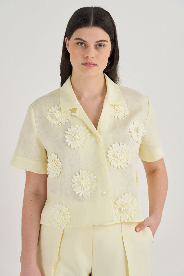 Crop Lace Poppy Camp Shirt