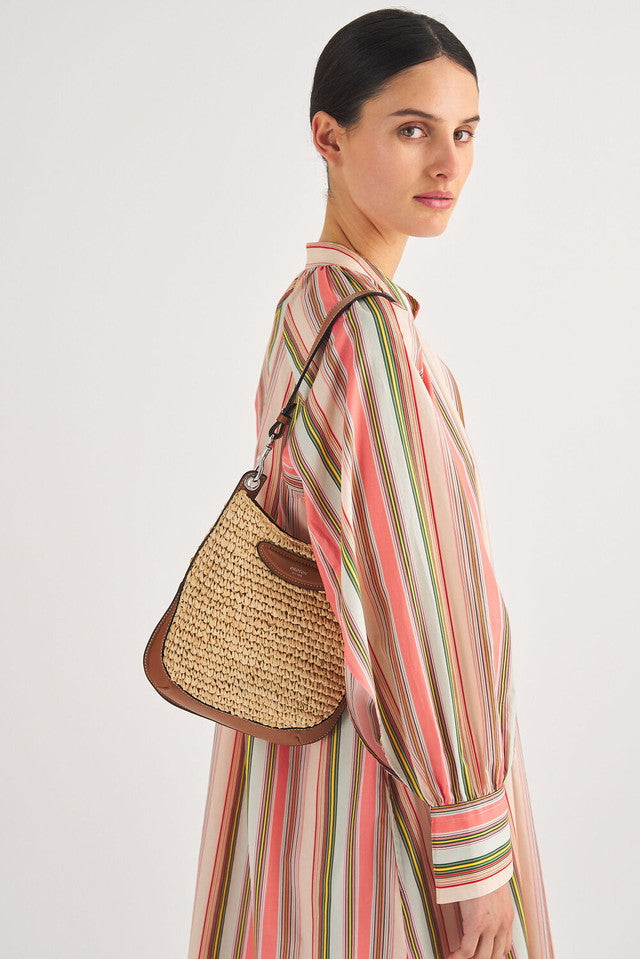 Haskin Texture Small Hobo Bag Brandy