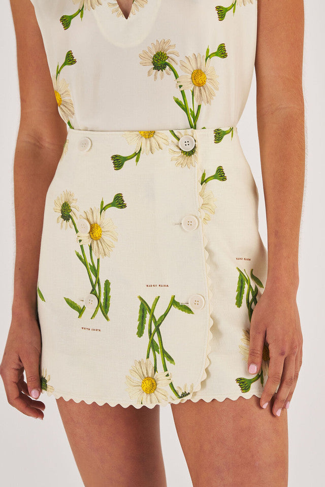 Field Daisy Linen Wrap Skirt