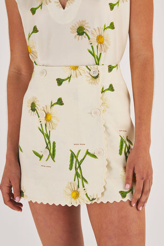 Field Daisy Linen Wrap Skirt