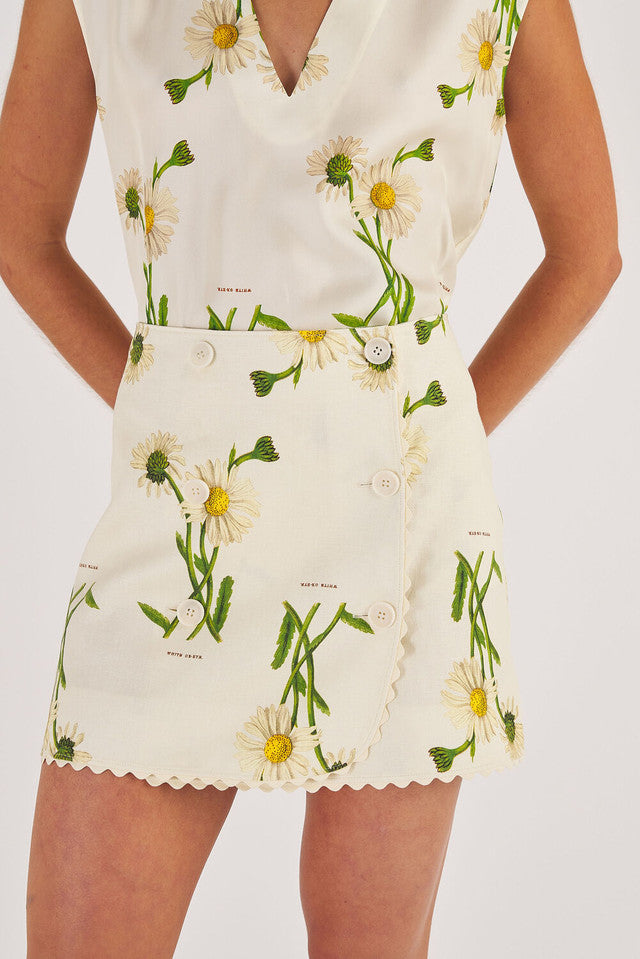 Field Daisy Linen Wrap Skirt