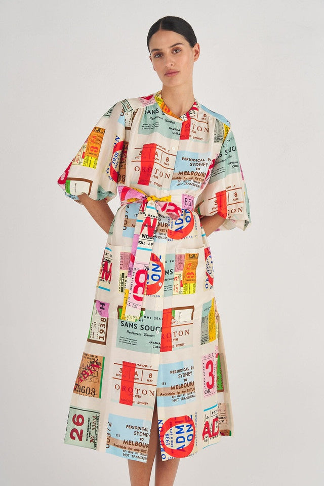 Ticket Print Shirt Dress