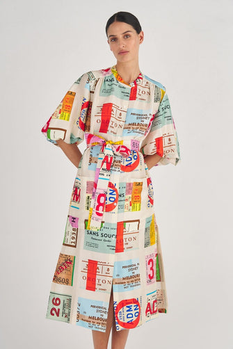 Ticket Print Shirt Dress