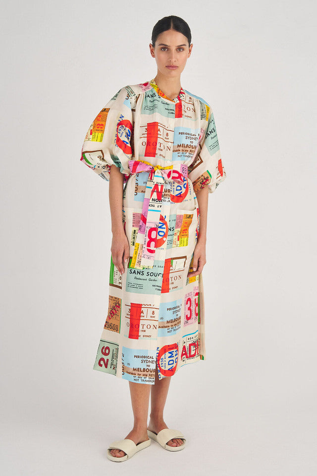 Ticket Print Shirt Dress