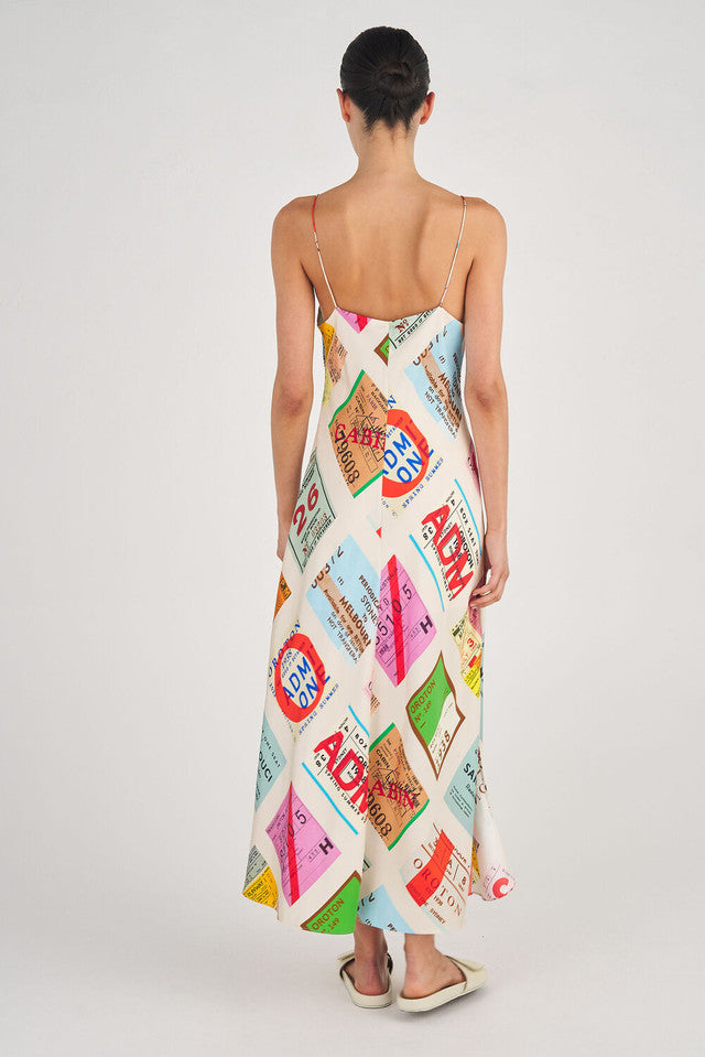 Ticket Print Slip Dress