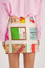 Ticket Print Mini Skirt