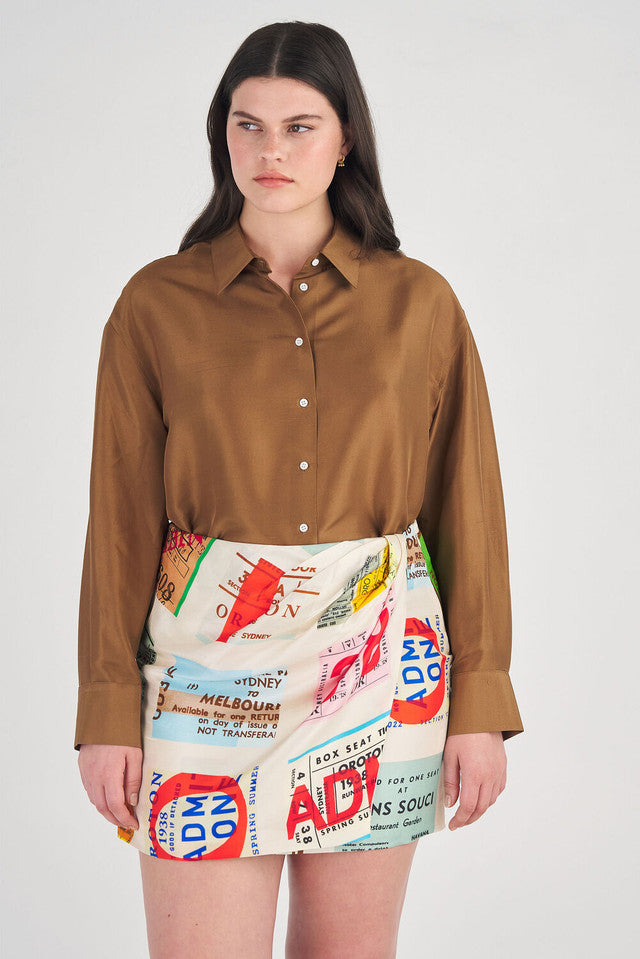 Ticket Print Mini Skirt