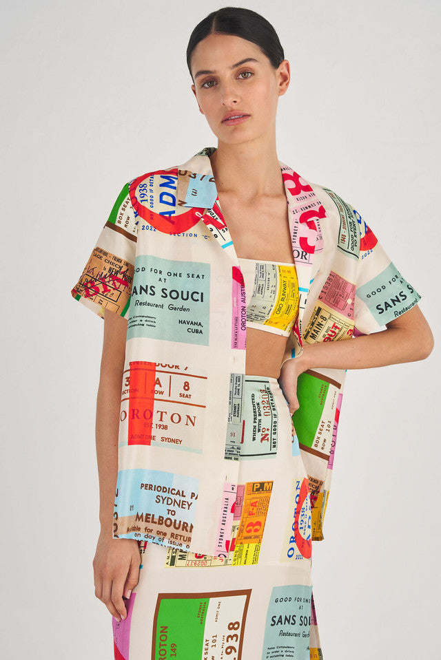 Ticket Print Camp Shirt