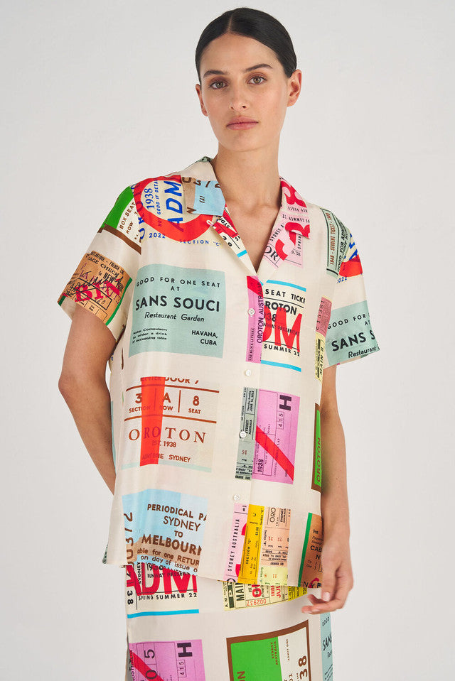 Ticket Print Camp Shirt