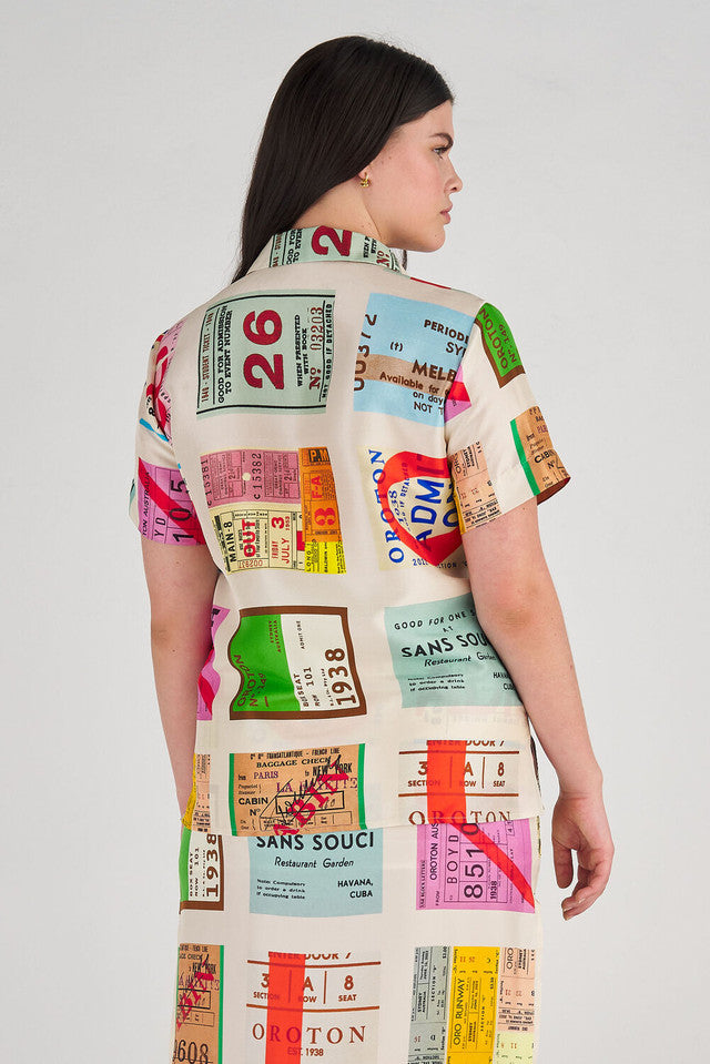 Ticket Print Camp Shirt