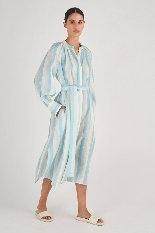 Long Stripe Shirt Dress
