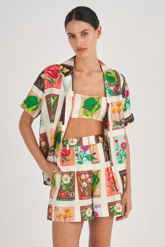 Flower Stamp Print Short