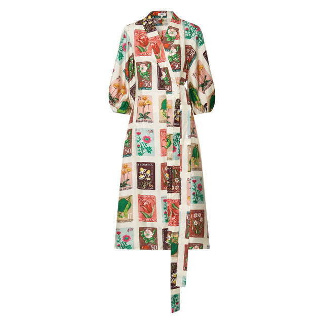 Flower Stamp Long Sleeve Dress