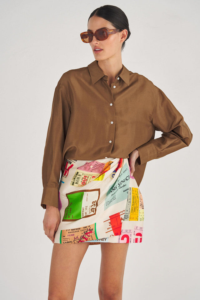 Ticket Print Mini Skirt