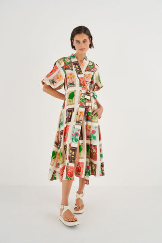 Flower Stamp Long Sleeve Dress