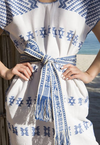 Handwoven Belt White Blue