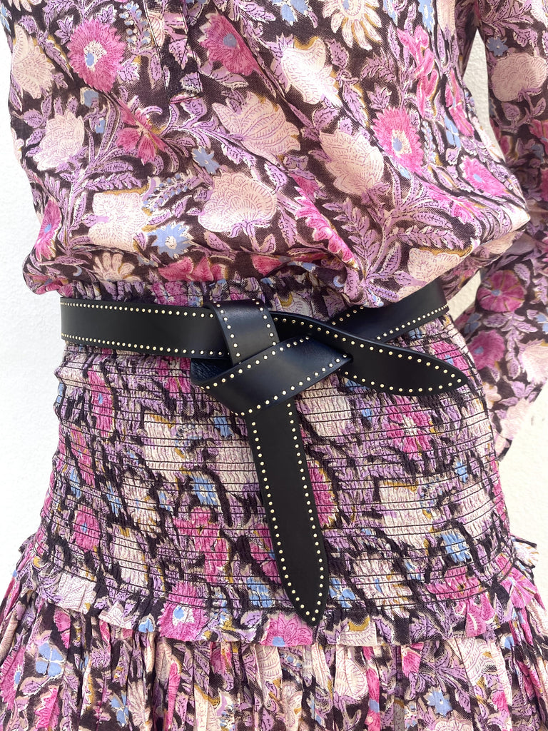 Lecce Brass Studded Belt Black