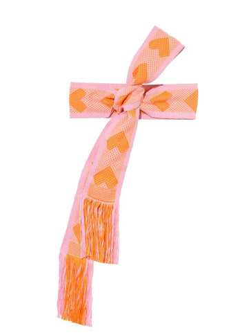 Handwoven Belt Pink and Orange Hearts