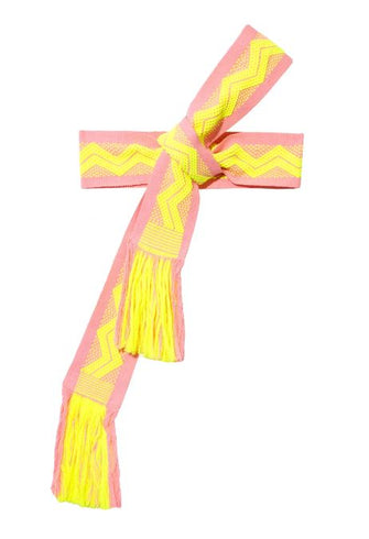Handwoven Belt Candy Pink Neon Yellow