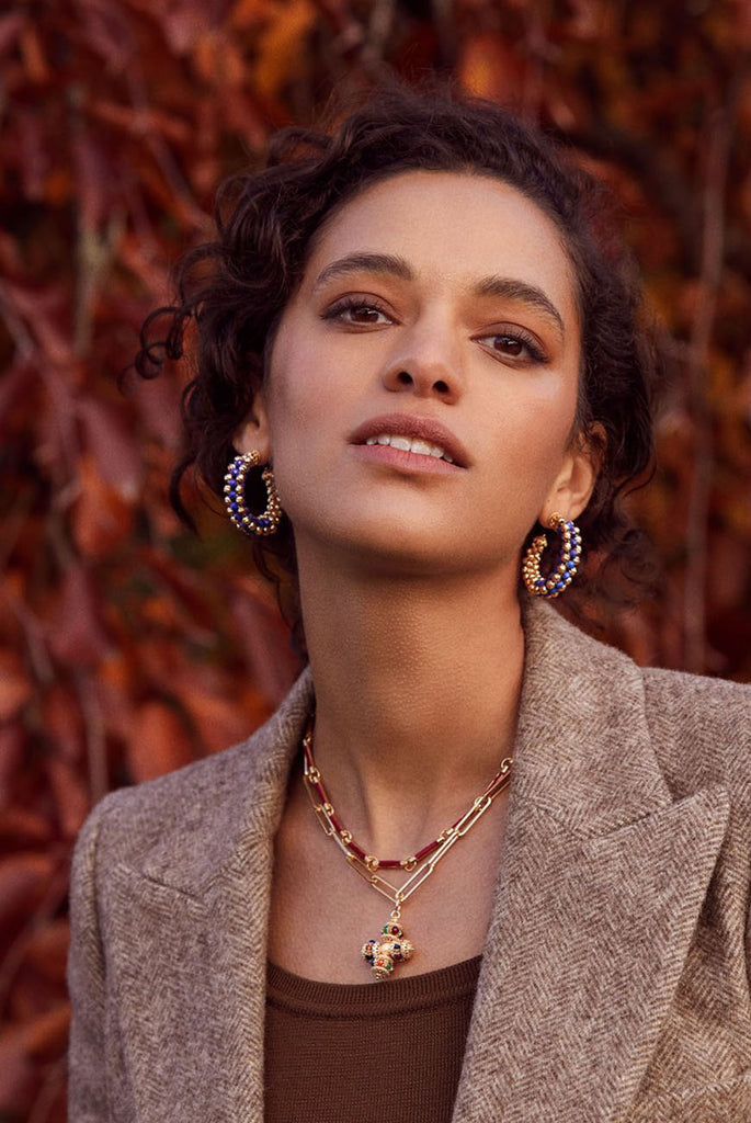 Small Alessia Lapis Hoops