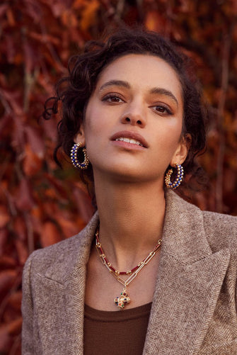 Small Alessia Lapis Hoops