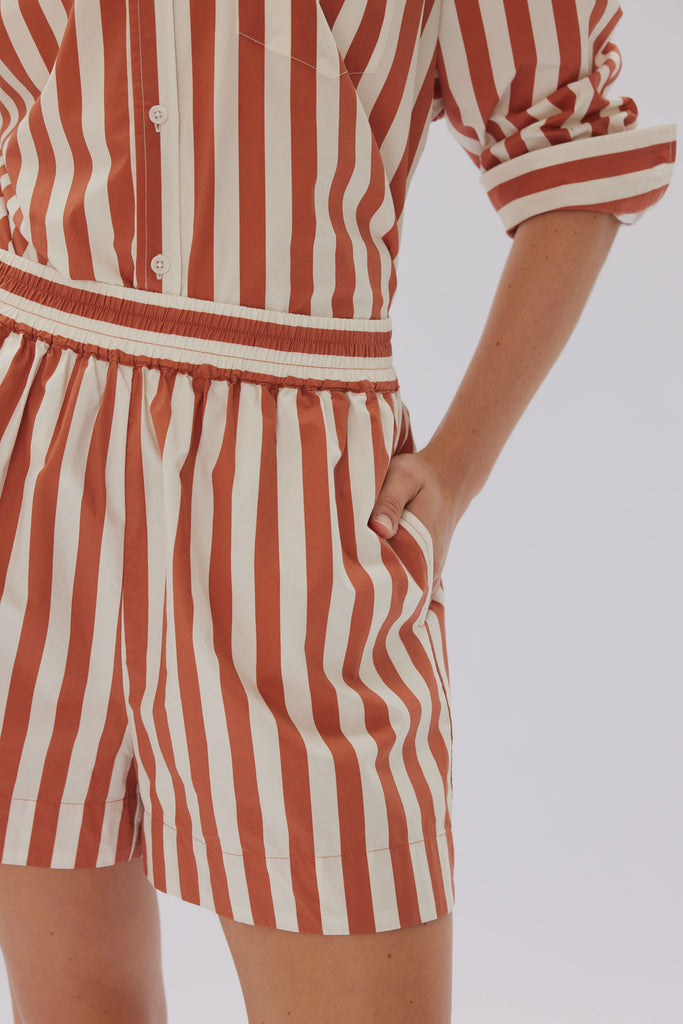 Chiara Shorts Rust Vanilla Stripe