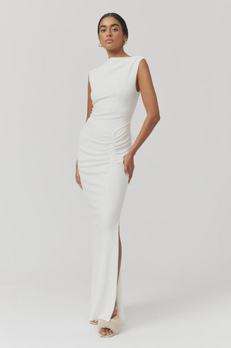 Jacqui Rouched Front Midi Dress